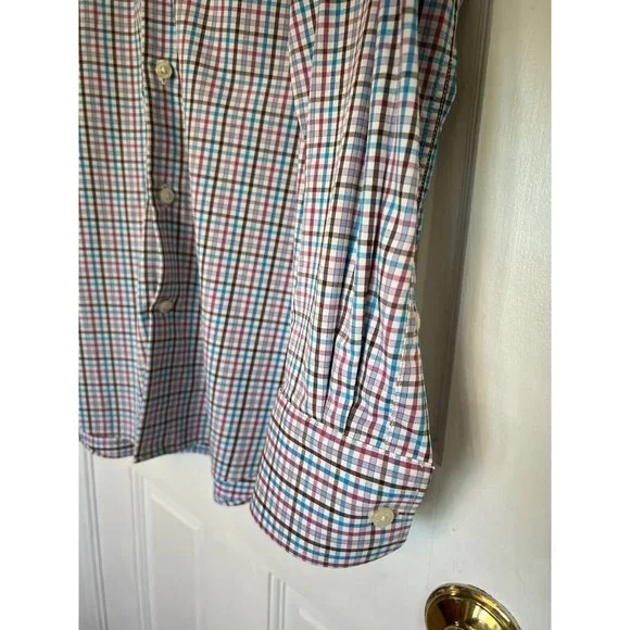 Peter Millar Pink Blue Plaid Summer Comfort Button Down‎ Shirt Size Medium - Picture 4 of 14